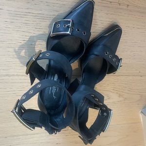 Jeffrey Campbell Free People Emilia Buckled Wedge Heel Pumps